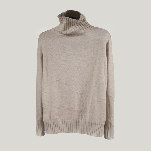 MAX MARA LEISURE Loose Fit Beige Roll Neck Wool Turtleneck Size S - Picture 2 of 10